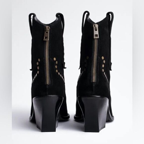 Zadig & Voltaire Cara Suede Cowboy Boot 36/5-5.5 New - Picture 4 of 17